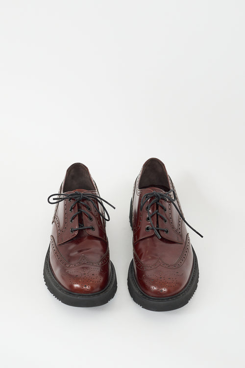 Prada Brown Leather Wingtip Brogue