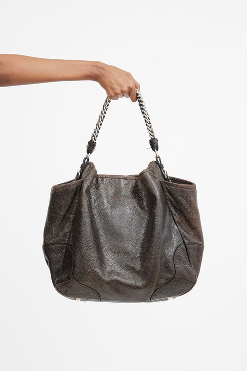 Brown Leather Cervo Lux Tote Bag