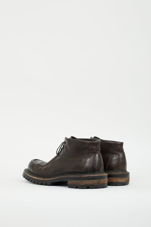 Prada Brown Leather Lug Boot