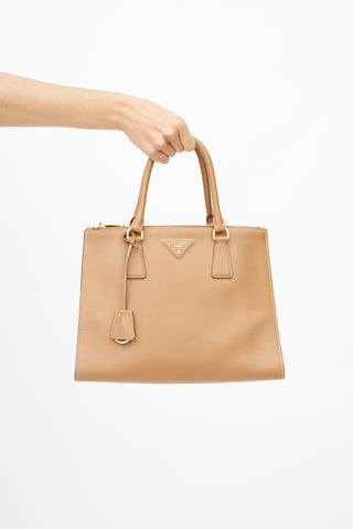 Prada Brown Leather Lux Galleria Shoulder Bag