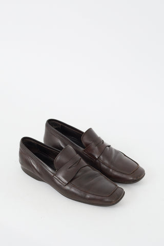 Prada Brown Leather Penny Loafer