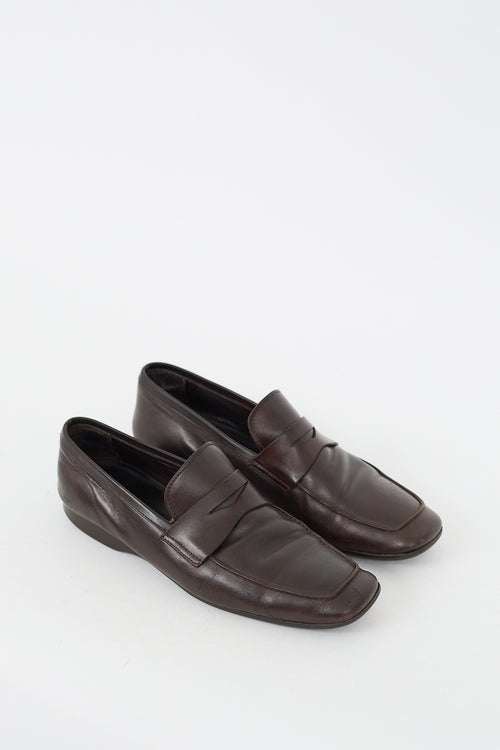 Prada Brown Leather Penny Loafer