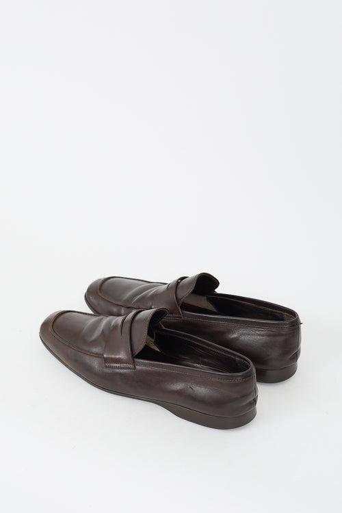 Prada Brown Leather Penny Loafer