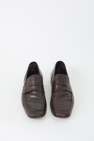 Prada Brown Leather Penny Loafer