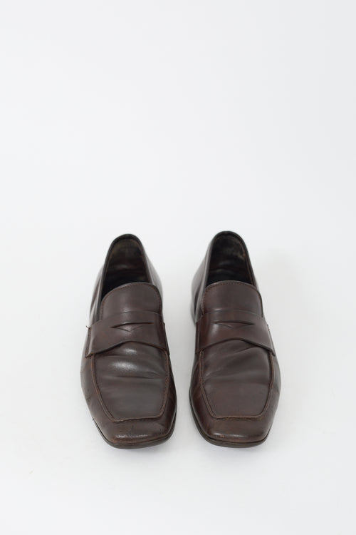 Prada Brown Leather Penny Loafer