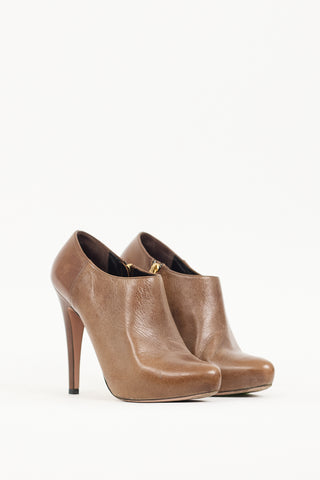 Prada Brown Leather Zipped Bootie