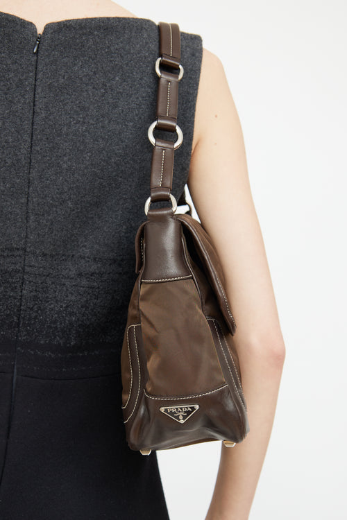 Prada Brown Tessuto Tassle Shoulder Bag