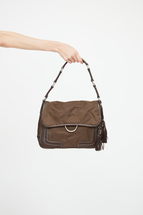 Prada Brown Tessuto Tassle Shoulder Bag