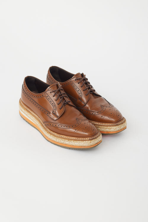 Prada Brown Leather Platform Brogue