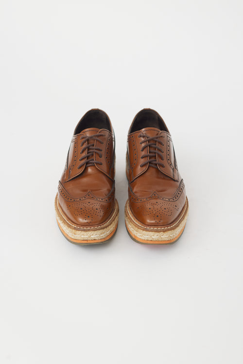 Prada Brown Leather Platform Brogue