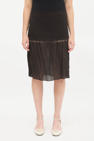 Prada Brown Plissé Drop Waist Skirt