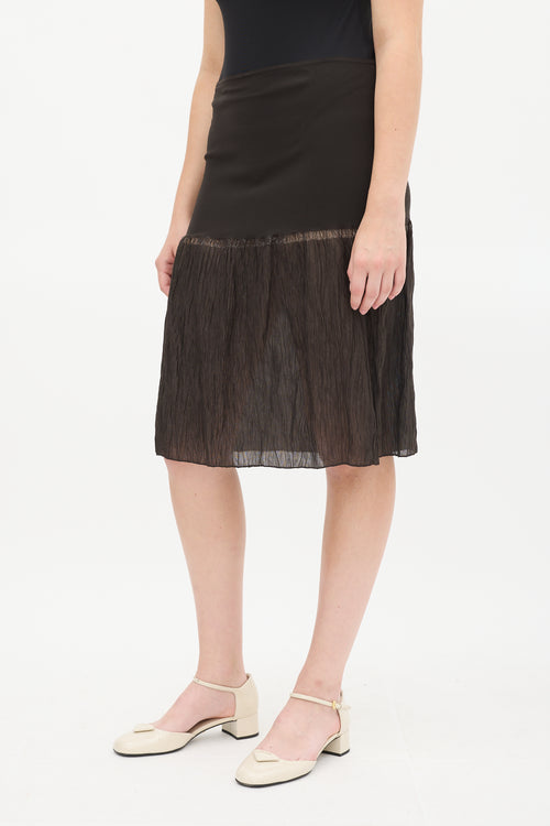 Prada Brown Plissé Drop Waist Skirt