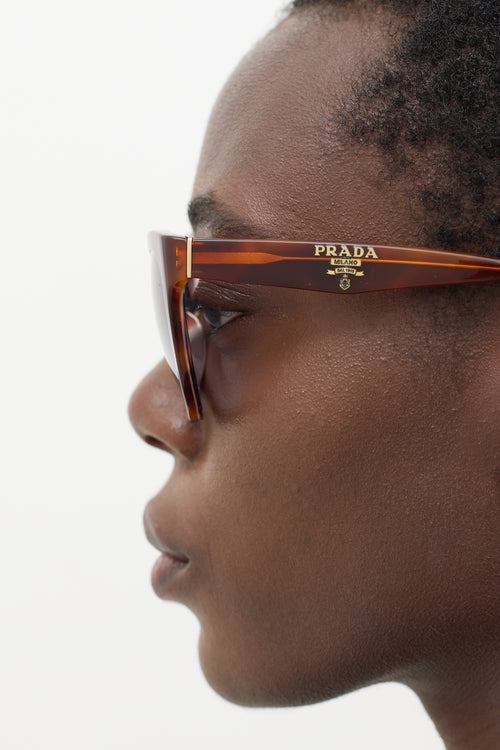 Prada Brown SPR05P Marbled Cateye Sunglasses