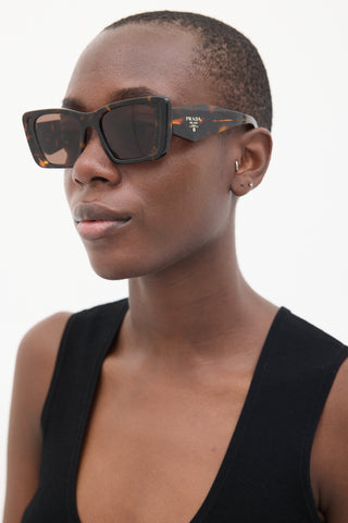 Prada Brown SPR08Y Square Sunglasses