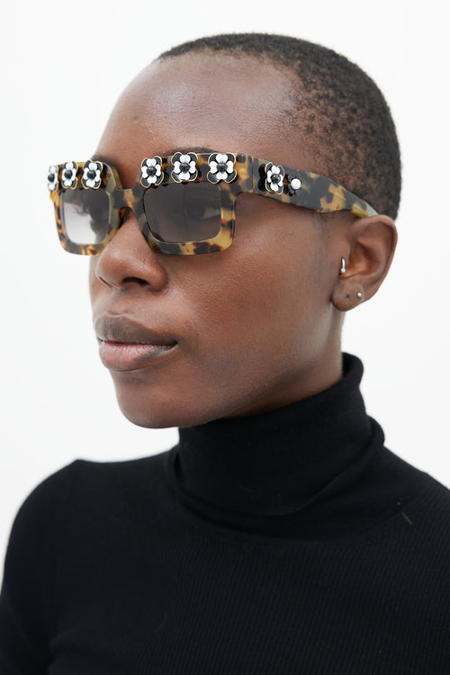 Prada Brown SPR25P Floral Sunglasses