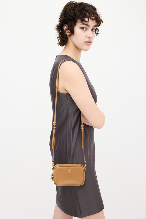 Prada Brown Saffiano Leather Crossbody Bag