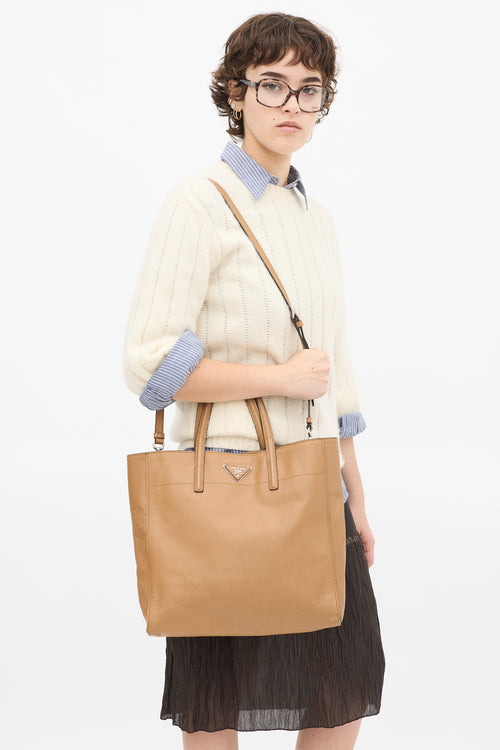 Prada Brown Saffiano Leather Tote Bag