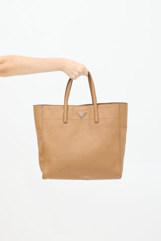 Prada Brown Saffiano Leather Tote Bag