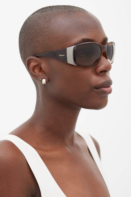 Prada Brown 
Silver SPR07G Sunglasses