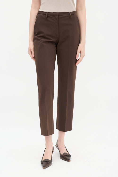 Prada Brown Cropped Straight Leg Trouser