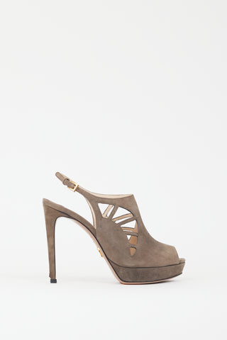 Prada Brown Suede Cutout Heel