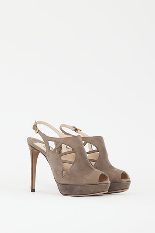 Prada Brown Suede Cutout Heel