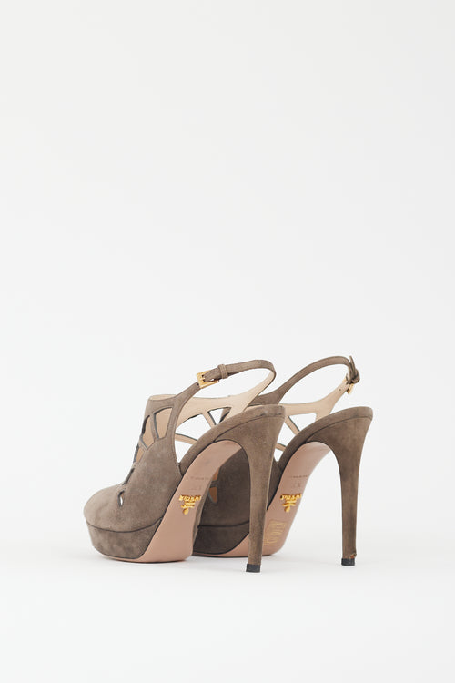 Prada Brown Suede Cutout Heel