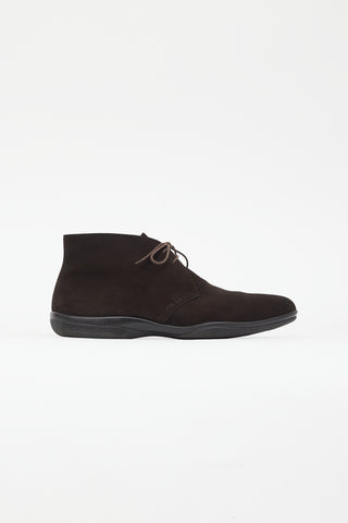 Prada Brown Suede Derby Boot