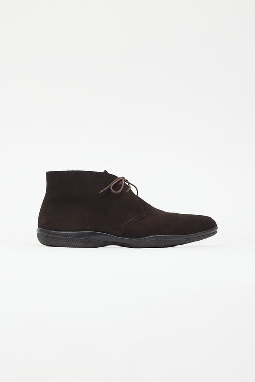 Prada Brown Suede Derby Boot