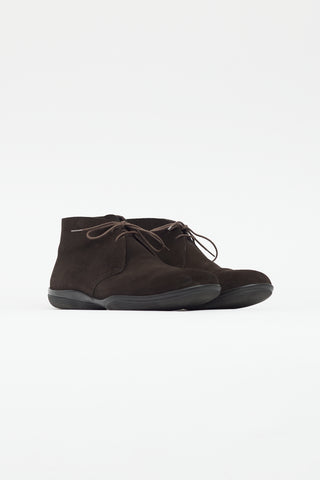 Prada Brown Suede Derby Boot