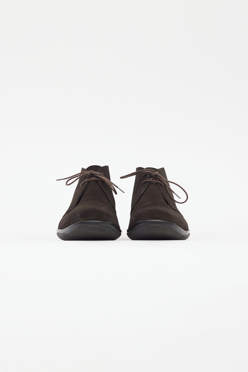 Prada Brown Suede Derby Boot