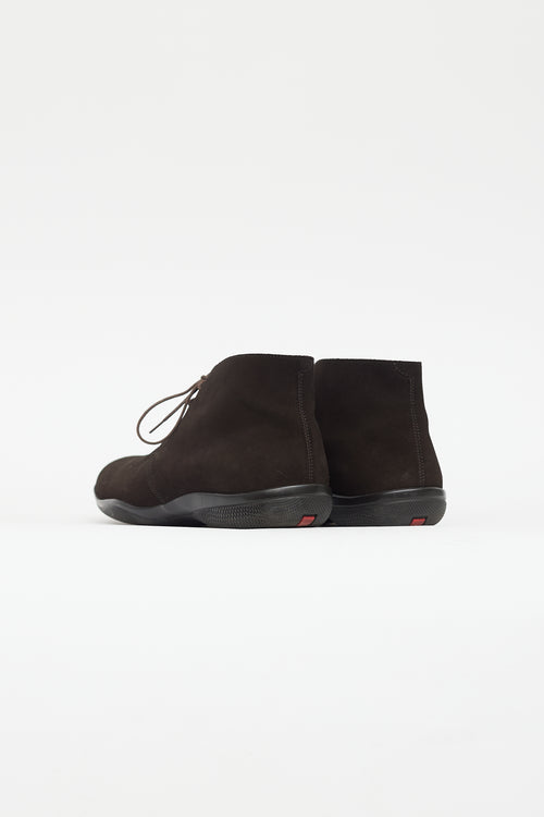 Prada Brown Suede Derby Boot