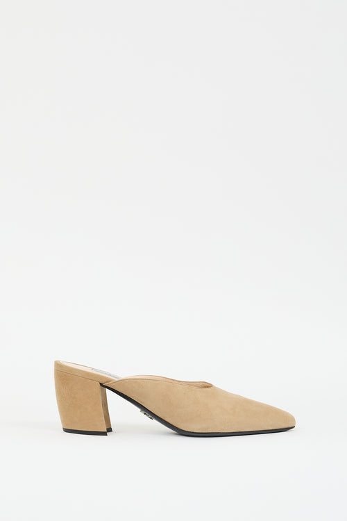 Prada Beige Suede Pointed Toe Mule