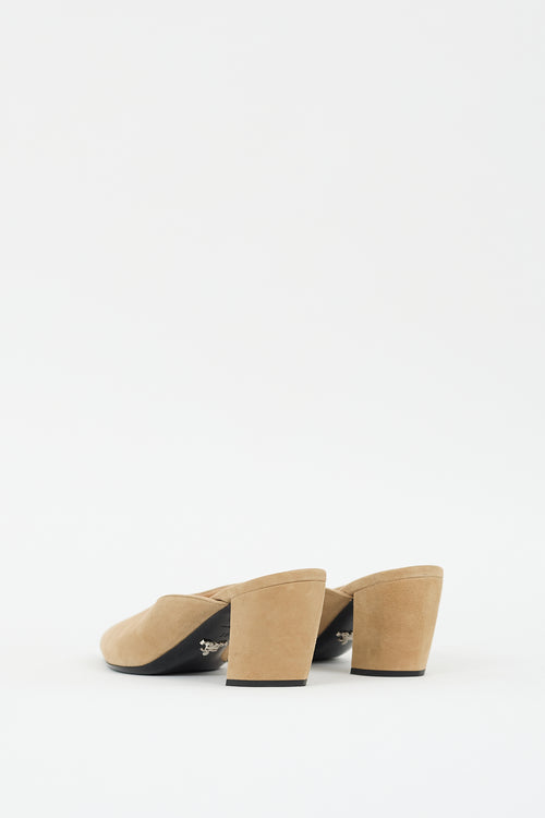 Prada Beige Suede Pointed Toe Mule