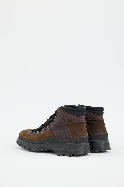 Prada Brown Suede Hiking Boot