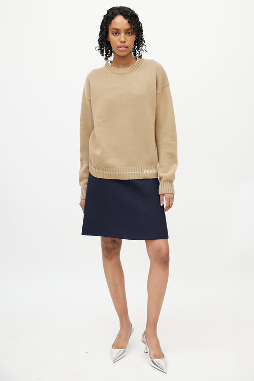 Prada Brown 
White Wool Knit Sweater