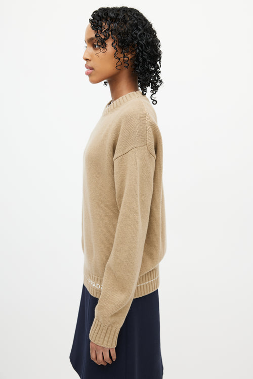 Prada Brown 
White Wool Knit Sweater