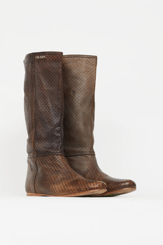 Brown Calf High Boot Prada