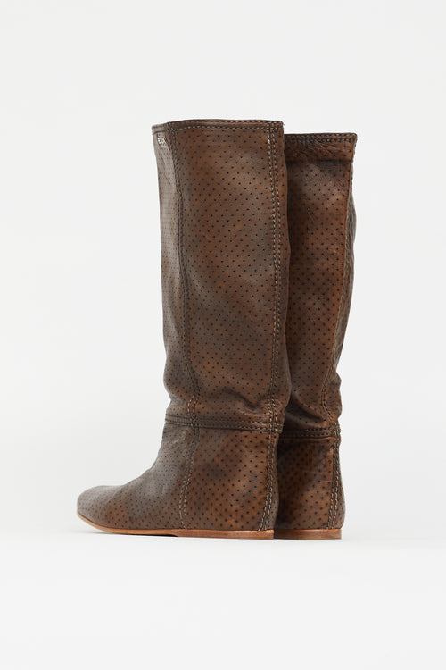 Brown Calf High Boot Prada