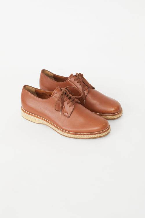 Prada Brown Leather Jute Oxford