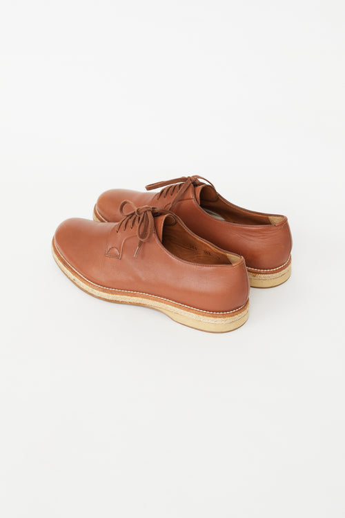 Prada Brown Leather Jute Oxford