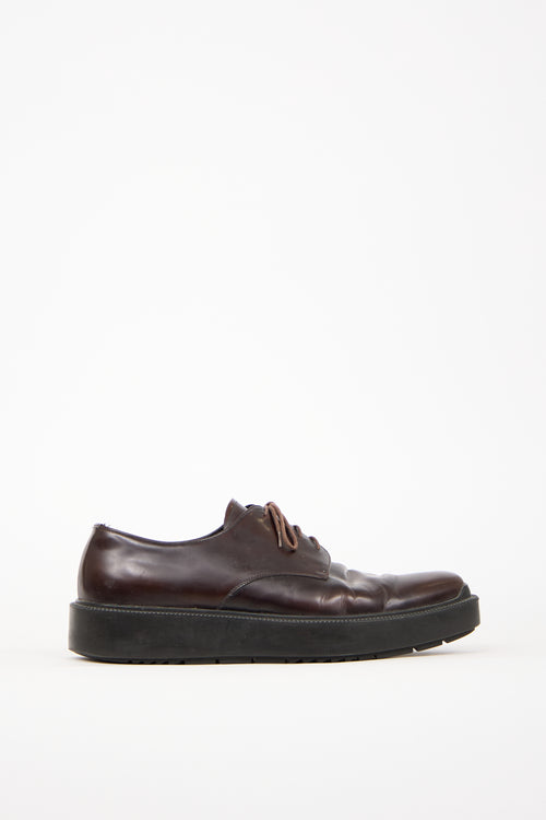 Prada Brown Leather Lace Up Derbys