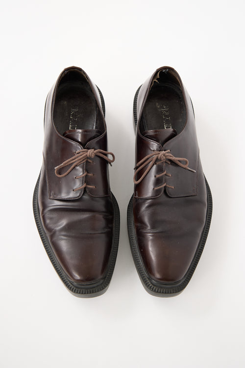 Prada Brown Leather Lace Up Derbys