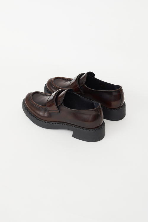 Prada Brown Patent Logo Loafer