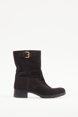 Prada Brown Suede Biker Boot