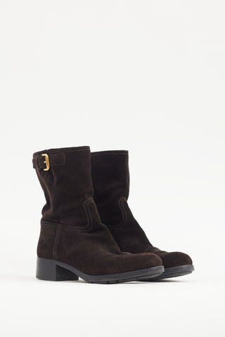 Prada Brown Suede Biker Boot