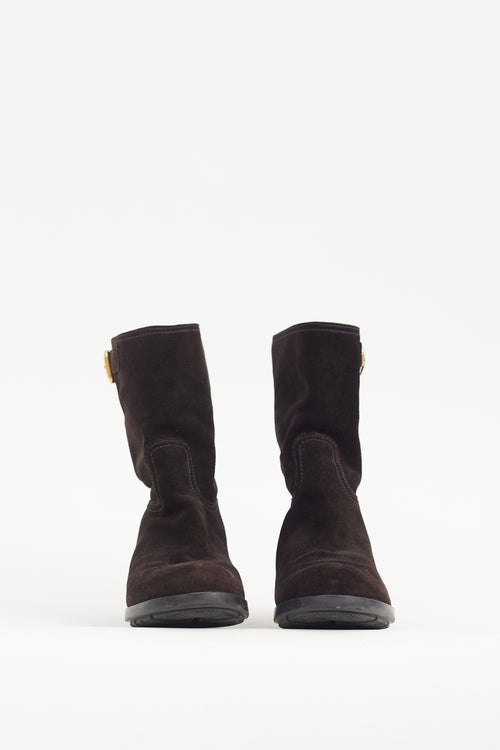 Prada Brown Suede Biker Boot