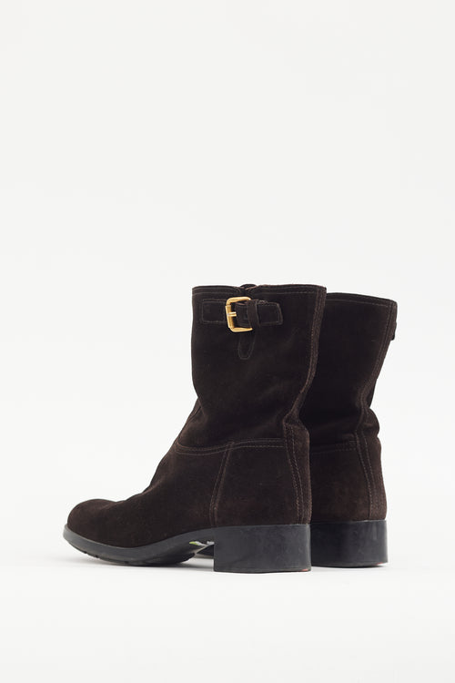 Prada Brown Suede Biker Boot