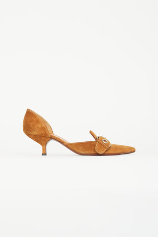 Prada Brown Suede Buckle Pump