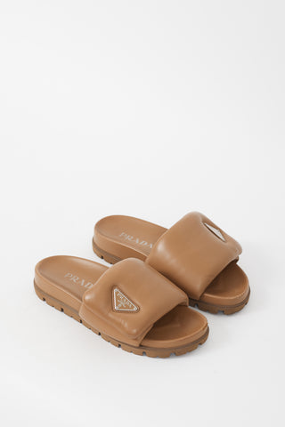 Prada Brown Padded Leather Slide